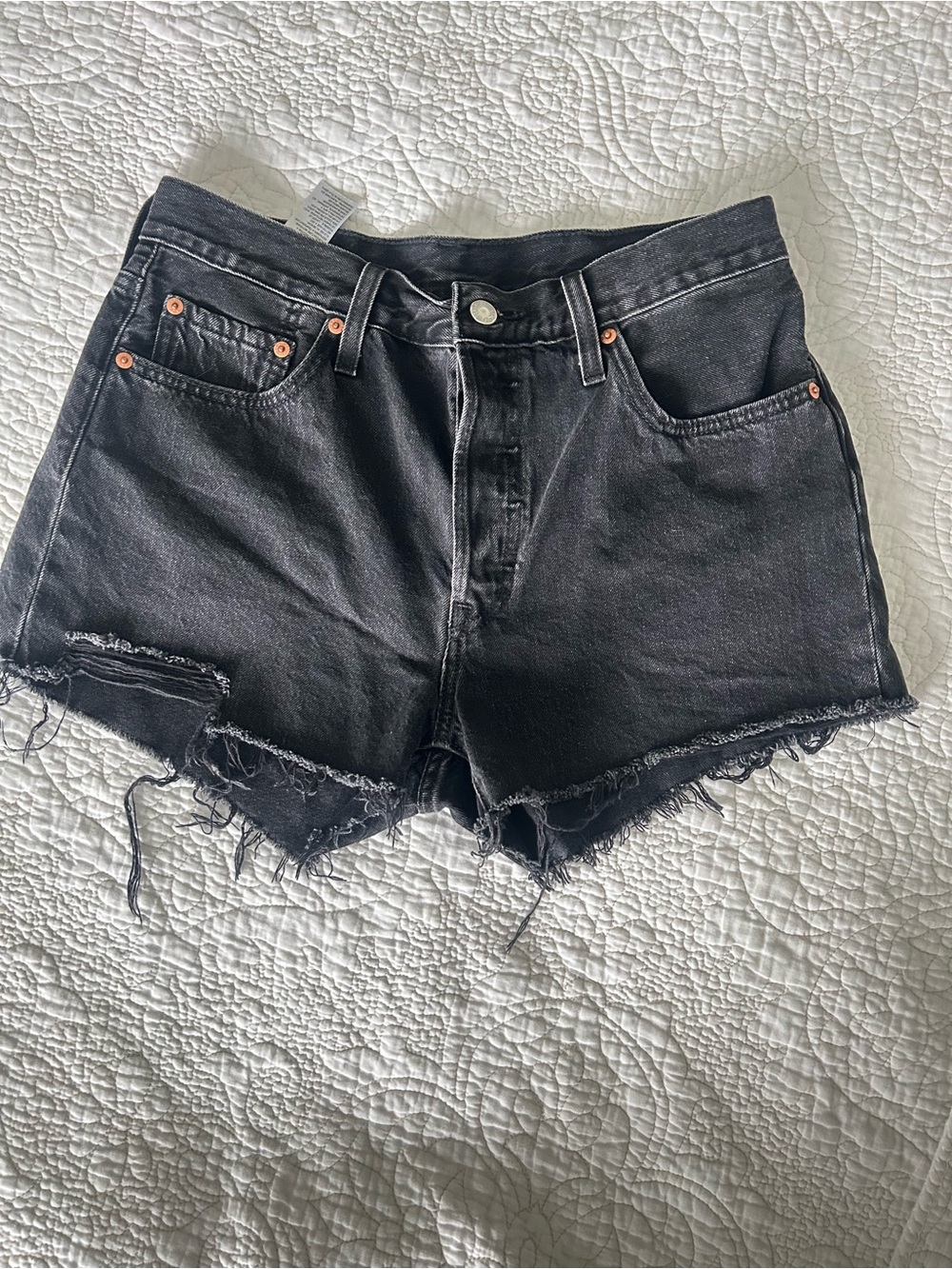 Women's Black Distressed Denim Cutoff Shorts